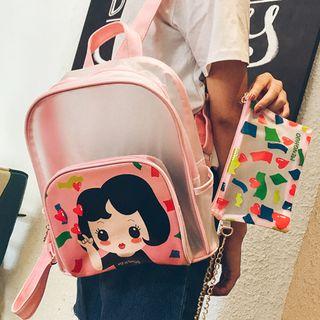 Printed Backpack With Zip Pouch