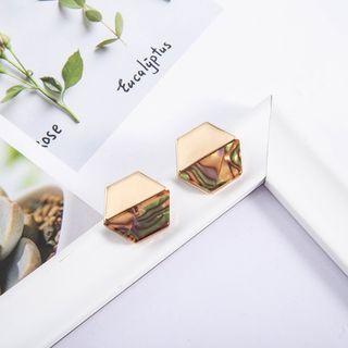 Geometric Acrylic Alloy Panel Earring 925 Sterling Silver - As Shown In Figure - One Size