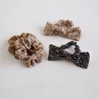 Bow Fabric Hair Tie / Floral Print Scrunchie / Set