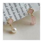 Non-matching Faux Pearl Dangle Earring Gold & Pink - One Size