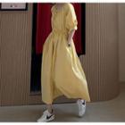 Short-sleeve A-line Midi Dress Yellow - One Size