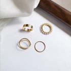 Set Of 4: Alloy Ring Set Of 4 - Gold - One Size