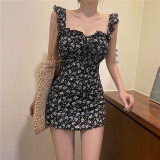 Ruffled Floral Swim Dress