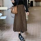 Checkerboard Midi A-line Skirt Coffee - One Size