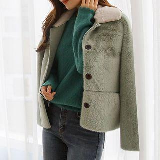 Contrast-collar Faux-fur Jacket