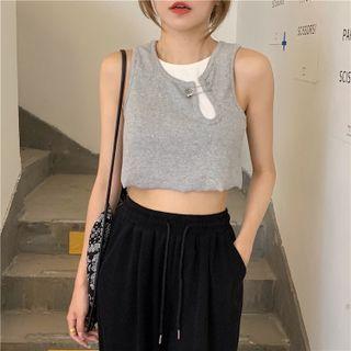 Mock Two-piece Cut-out Tank Top