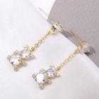 Rhinestone Bear Dangle Earring A158 - 05 - White & Gold - One Size
