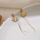 Rhinestone Star & Planet Fringed Earring Gold - One Size