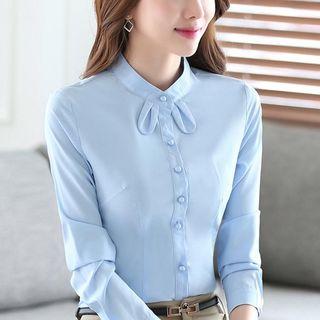 Long-sleeve Ear-accent Blouse