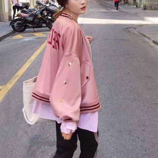 Mock Two-pieces Baseball Jacket