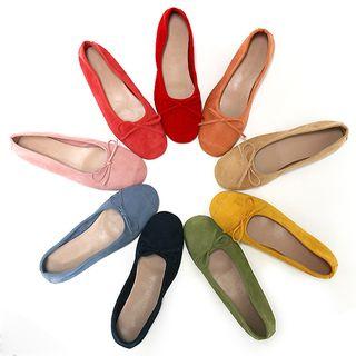 Beribboned Faux-suede Flats In 9 Colors