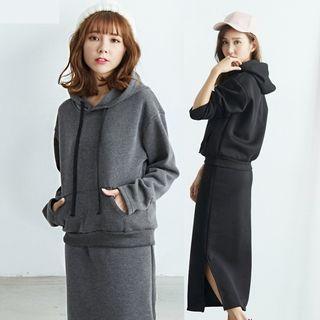 Set: Plain Hoodie + Straight Cut Midi Skirt