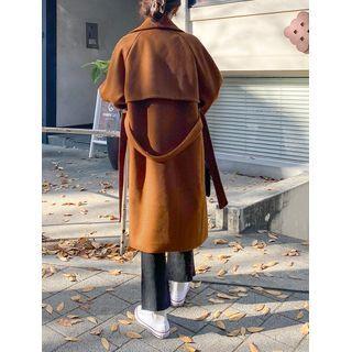 Flap Double-breasted Tie-waist Coat