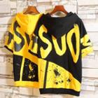 Elbow-sleeve Letter Hoodie