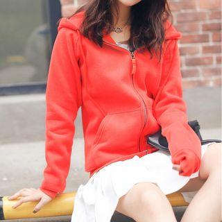 Plain Zip Hooded Jacket