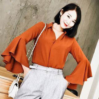 Bell-sleeve Chiffon Shirt