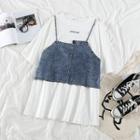 Denim Camisole / Crew-neck Short-sleeve T-shirt