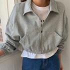 Collared Cropped Zip-up Jacket