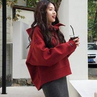 Set: Tie-neck Hoodie + Midi Fitted Knit Skirt