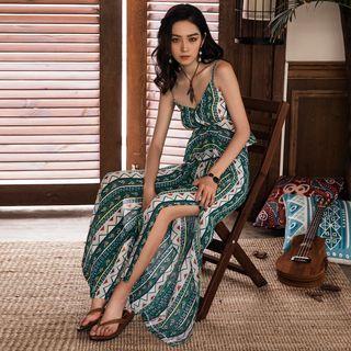 Set: Print Spaghetti Strap Top + Pants
