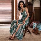Set: Print Spaghetti Strap Top + Pants