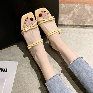 Knotted Square Toe Block Heel Sandals