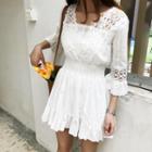 Lace V-neck Bell-sleeve Dress