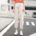 Gingham Cuffed Straight-cut Cropped Pants