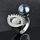 Rhinestone Eye & Bead Open Ring