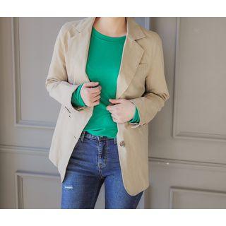 Welt-pocket Single-breasted Cotton Blazer