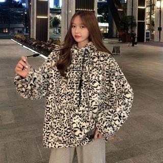 Zebra Pattern Hoodie Leopard - One Size