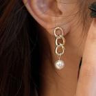 Faux Pearl Drop Earring 1 Pair - Earrings - Faux Pearl - Gold & White - One Size