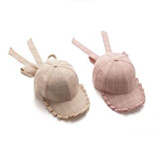 Plaid Frill Trim Bow-accent Baseball Cap