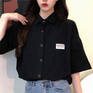 Short-sleeve Pocketed Button-up Shirt