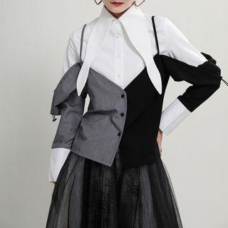 Paneled Blouse Black - One Size