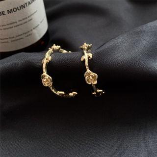 Rose Hoop Earring 1 Pair - Ear Studs - One Size