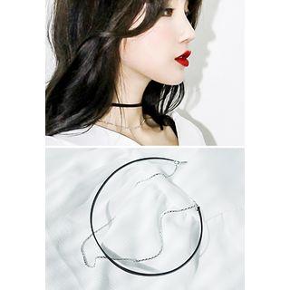 Synthetic Leather Chain Choker Necklace