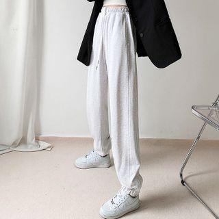 Plain Zip Wide-leg Sweatpants
