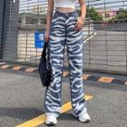 Zebra Print High-waist Wide-leg Jeans