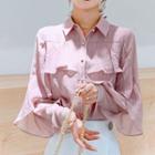 Ruffled Striped Chiffon Blouse