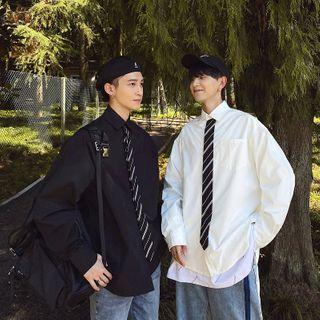 Mock Two-piece Tie Detail Shirt