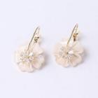 Flower Hoop Drop Earring 1 Pair - White - One Size