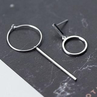 925 Sterling Silver Circle Non-matching Earring