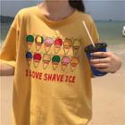 Ice-cream Print Elbow-sleeve T-shirt