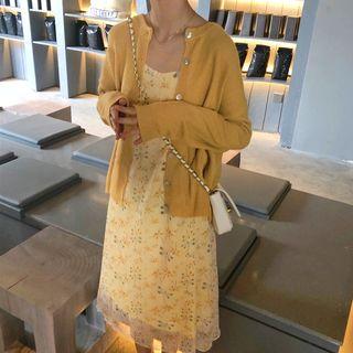 Spaghetti Strap Floral Midi Dress / Cardigan
