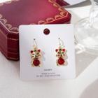 Cat Drop Earring 1 Pair - E2690 - 3 - Gold & Red - One Size