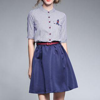 Mock Two-piece Short-sleeve A-line Mini Dress