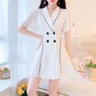 Flutter Sleeve Double-breasted A-line Dress
