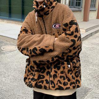 Fleece Leopard Zip Jacket