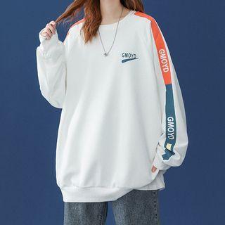 Color Block Panel Lettering Sweatshirt